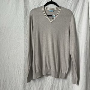 NEW Men’s J. McLaughlin Keene V Neck Medium Sweater Gray Cashmere Cotton Preppy